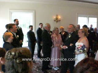 Wedding ceremony at the Captain Linell House, Orleans MA.